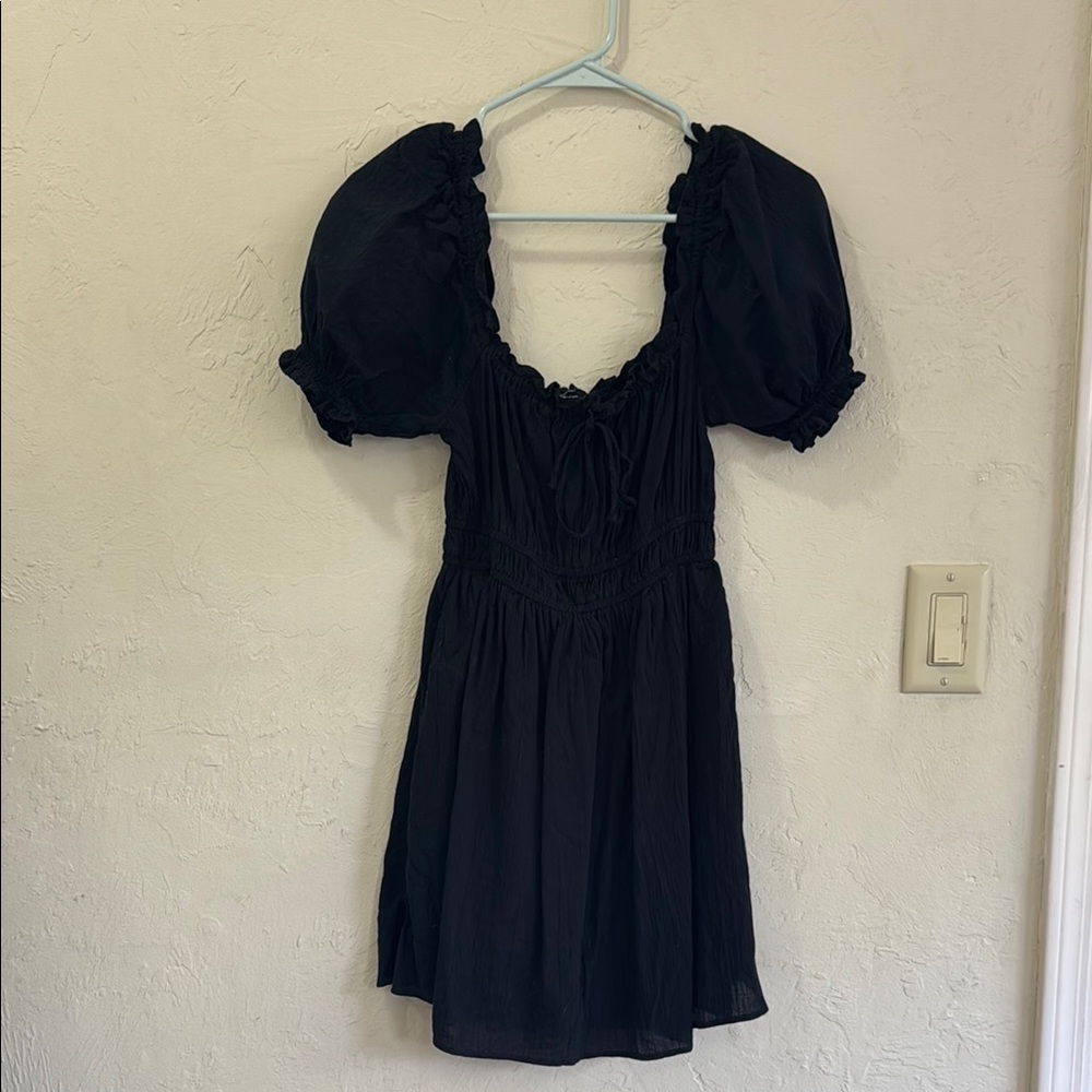 Aerie Black Puff Sleeve Dress